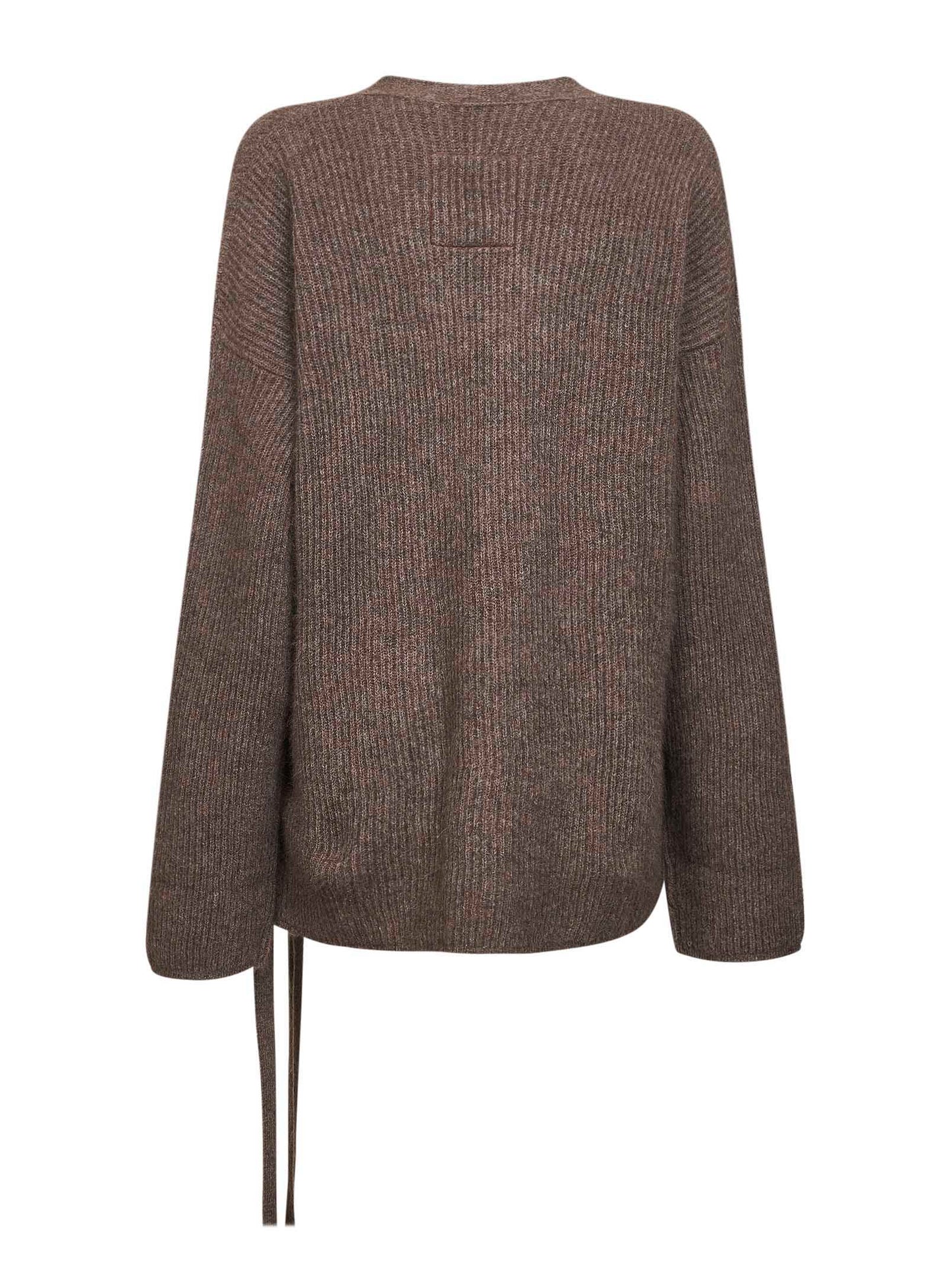 Brown raccoon fur kimono-style cardigan