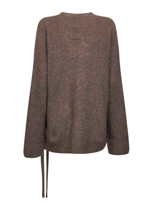 Brown raccoon fur kimono-style cardigan