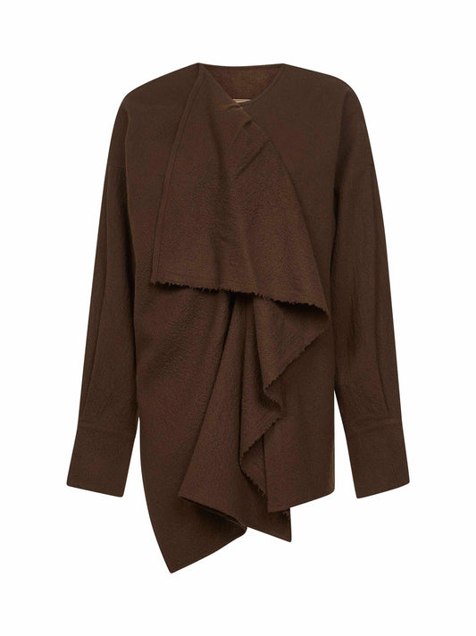 Brown virgin wool frontera canvas blouse