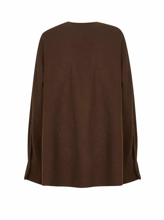 Brown virgin wool frontera canvas blouse