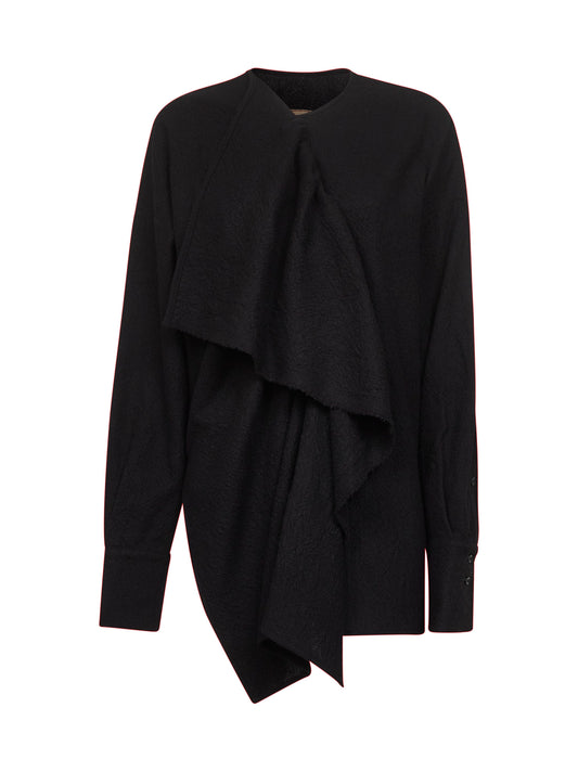 Black virgin wool frontera canvas blouse