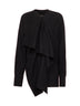 Blusa in tela frontera di lana vergine nera<BR/>