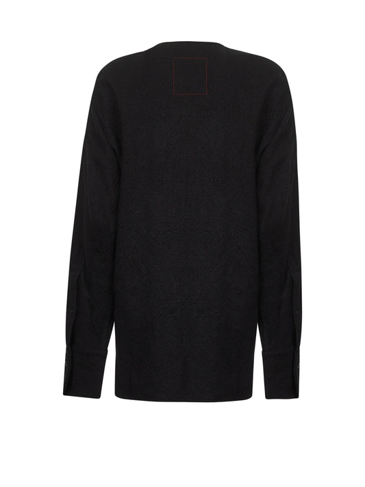 Black virgin wool frontera canvas blouse
