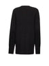 Blusa in tela frontera di lana vergine nera<BR/>