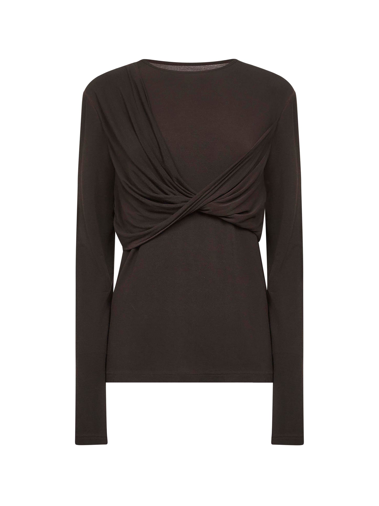 Brown jersey top with twisted detail