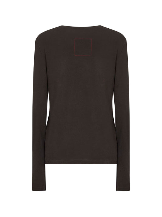 Brown jersey top with twisted detail