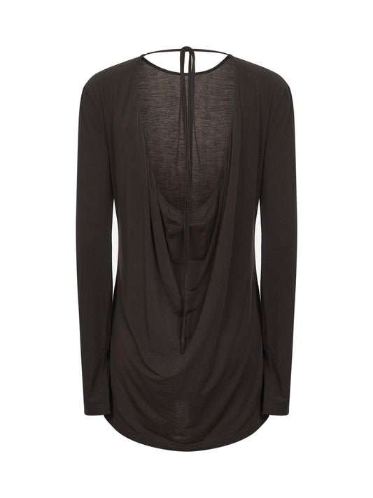 Brown stretch jersey blouse