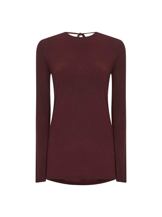Dark red stretch jersey blouse