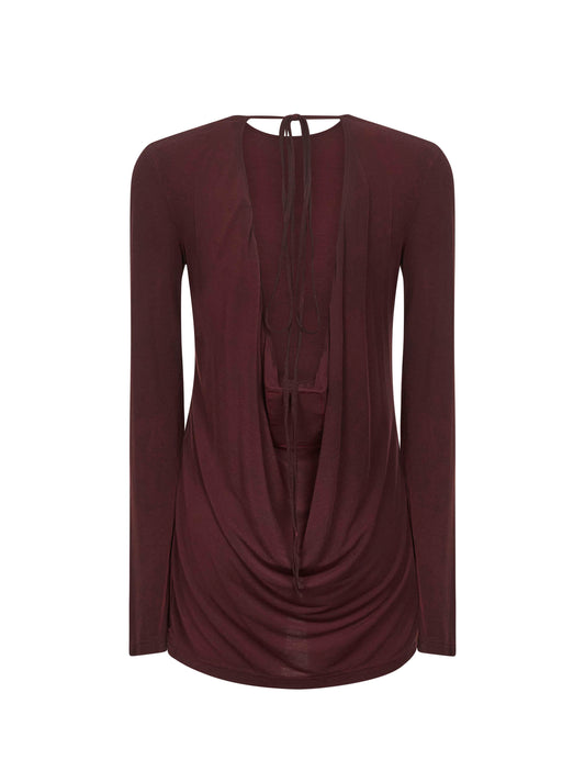 Dark red stretch jersey blouse