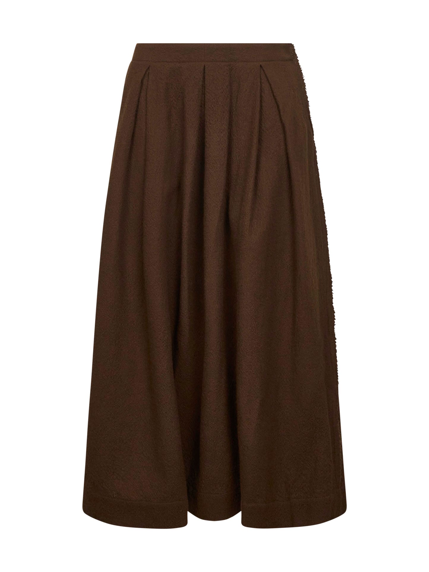 Brown frontera canvas Gomes pleated midi skirt