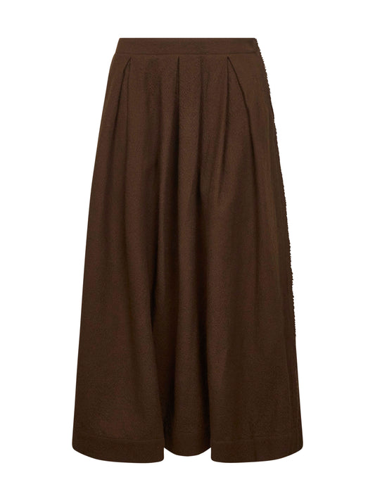 Brown frontera canvas Gomes pleated midi skirt