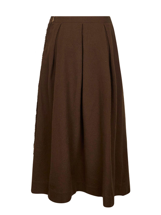 Brown frontera canvas Gomes pleated midi skirt
