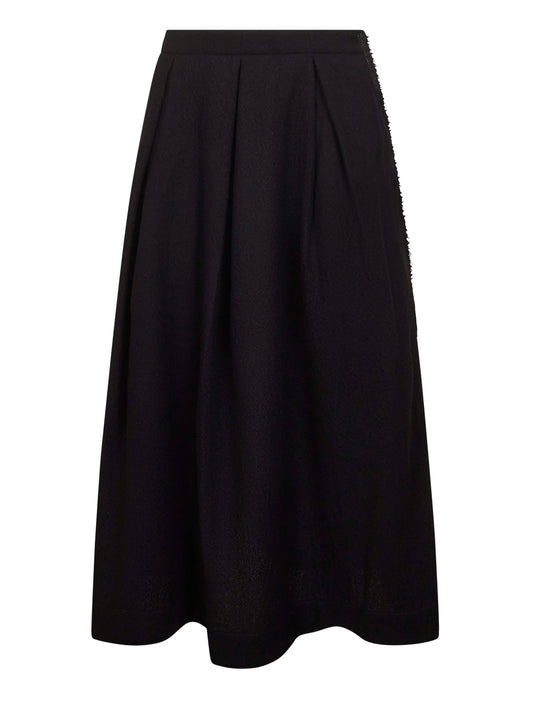 Black frontera canvas Gomes pleated midi skirt
