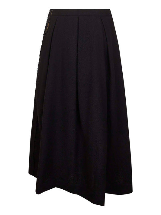 Black frontera canvas Gomes pleated midi skirt