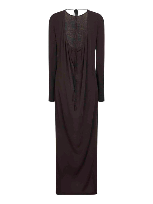 Brown stretch jersey Dea long dress