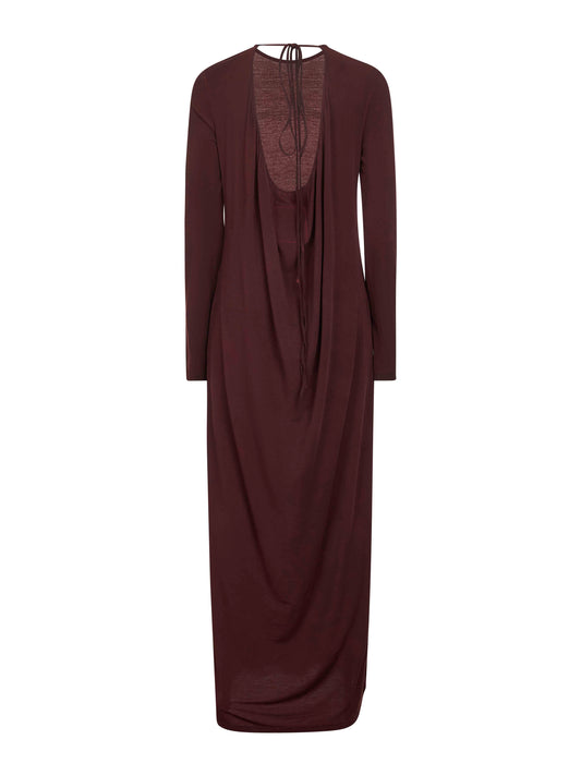 Dark red stretch jersey Dea long dress