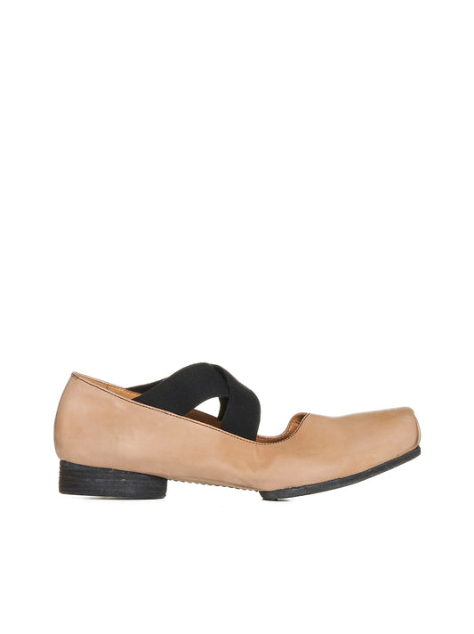 Leather ballerina flats with 23 mm square toe