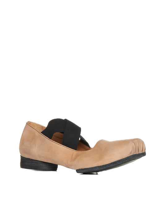 Leather ballerina flats with 23 mm square toe