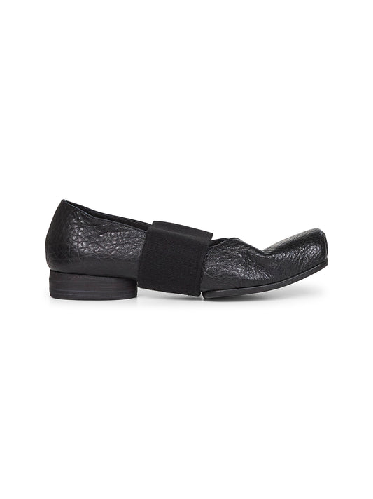 Black leather Ballet Strap ballet flats