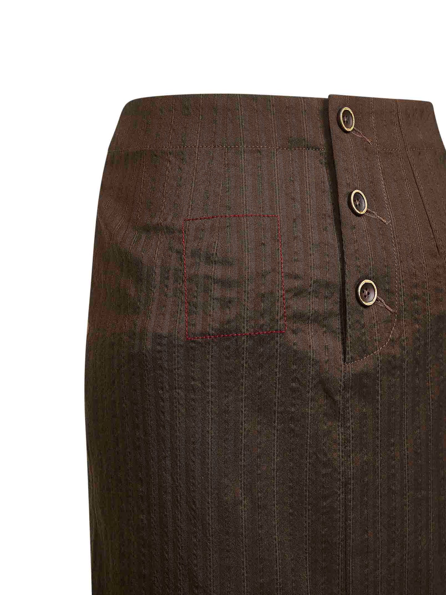 Brown pinstriped chevron Gad midi skirt