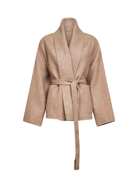 Beige cashmere blend Kobina kimono-style jacket