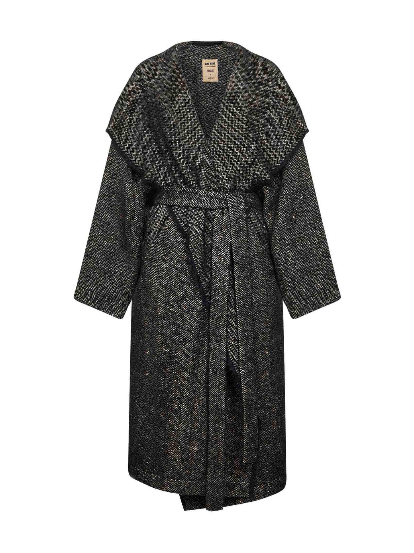 Black chevron Pitti coat with hood