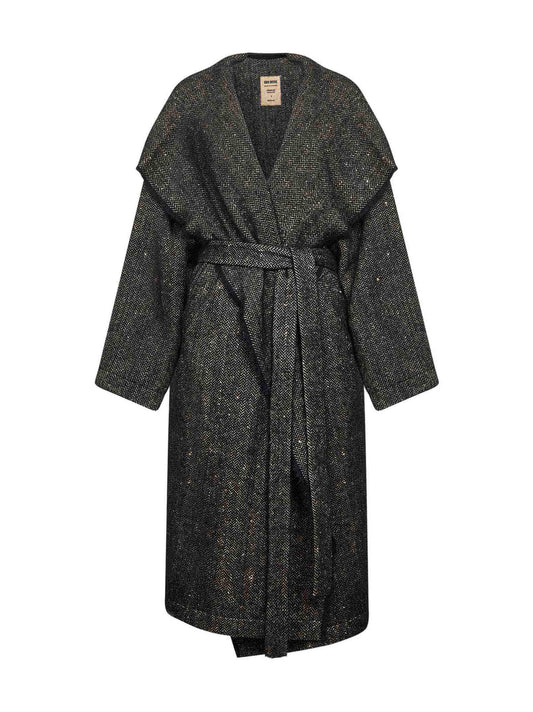 Black chevron Pitti coat with hood