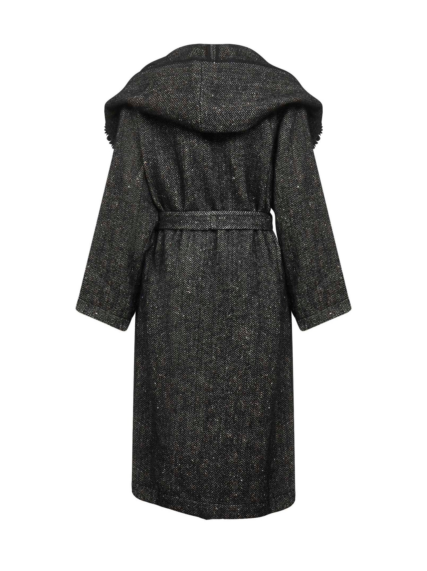 Black chevron Pitti coat with hood