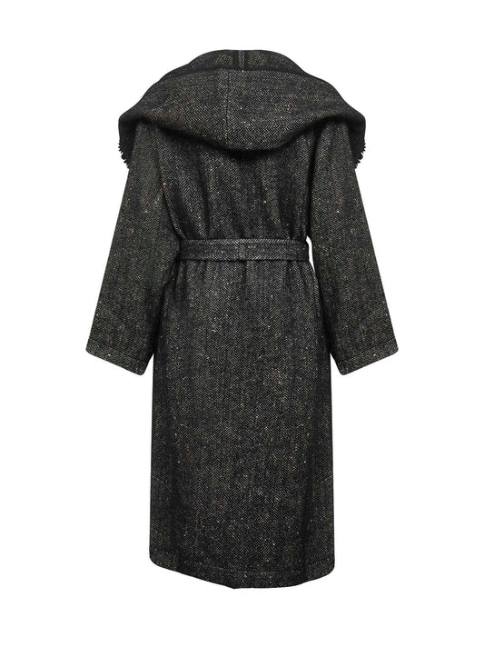 Black chevron Pitti coat with hood