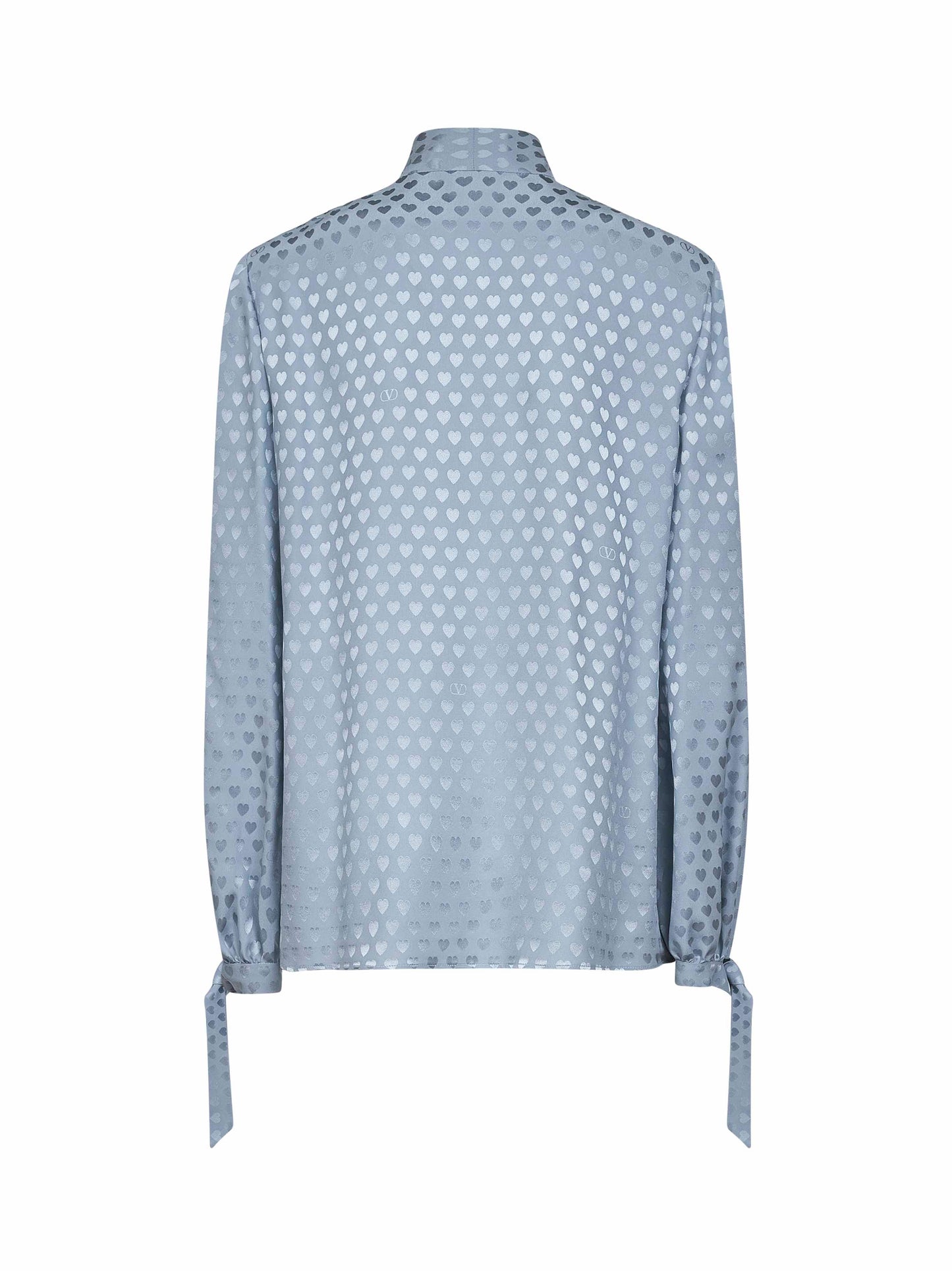 Blusa in crepe de chine stampa La Cour De Coeur azzurra