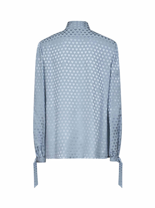 Blusa in crepe de chine stampa La Cour De Coeur azzurra