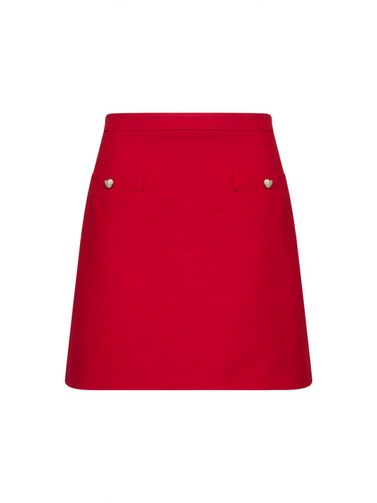 Red Crepe Couture mini skirt