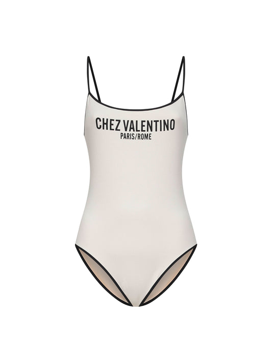 Costume intero stampa Chez Valentino rosa