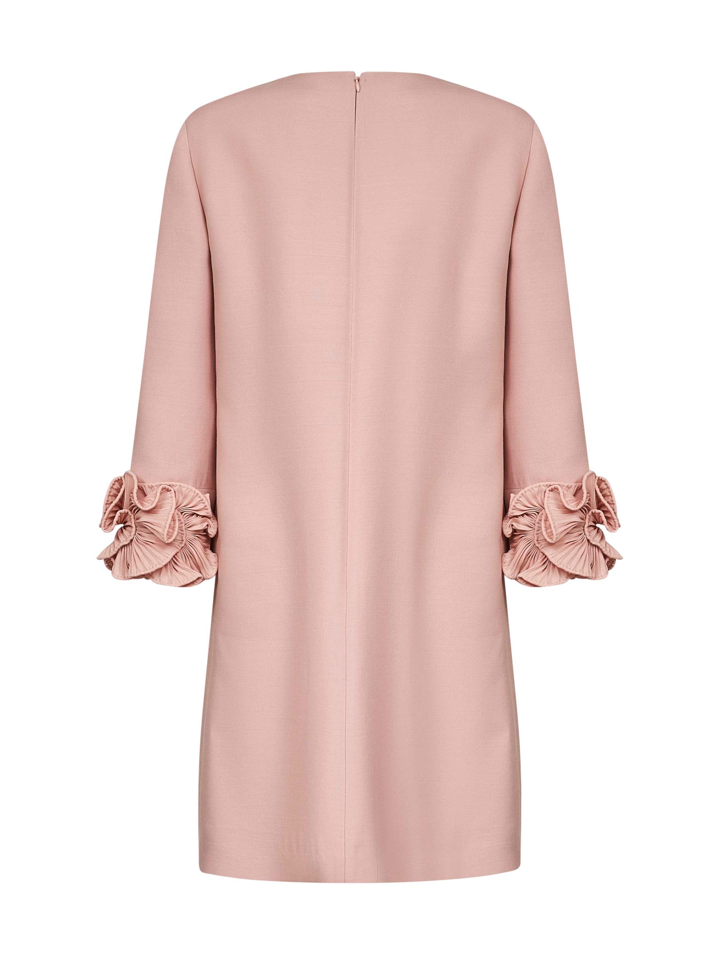 Abito corto in Crepe Couture rosa con rouches