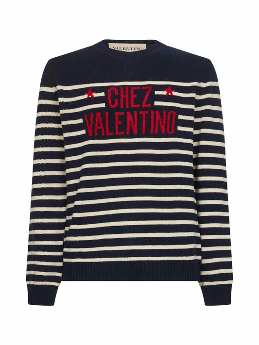 Blue striped wool Chez Valentino sweater