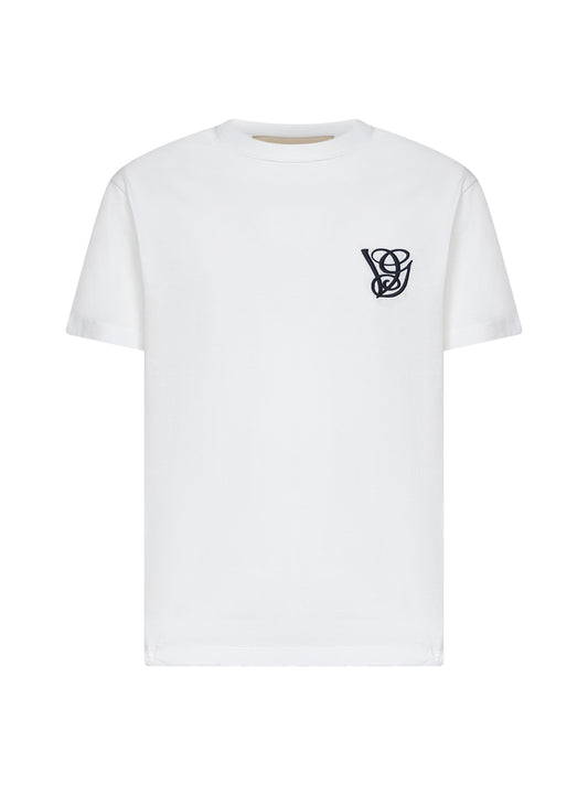 T-Shirt in cotone bianco con ricamo VG