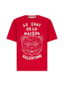 Red cotton Le Chat De La Maison print T-Shirt