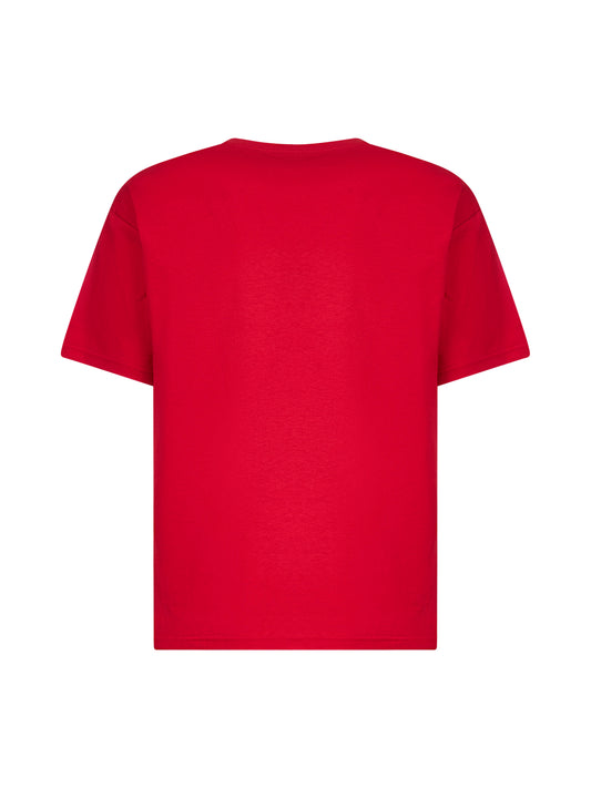 Red cotton Le Chat De La Maison print T-Shirt