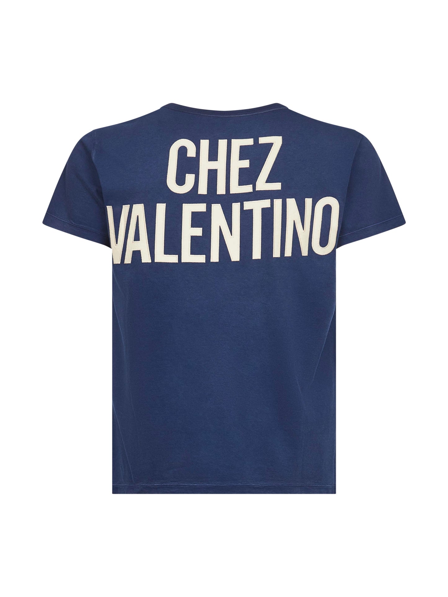 T-Shirt Valentino in cotone blu con stampa e patch
