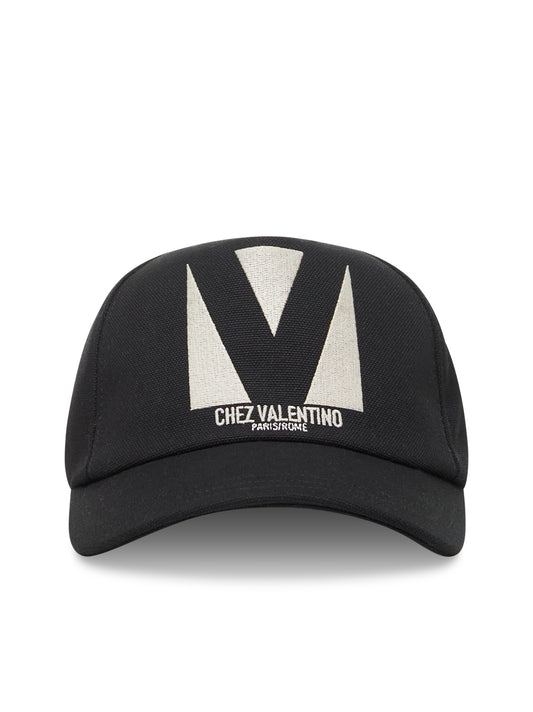 Black cotton Chez Valentino baseball cap
