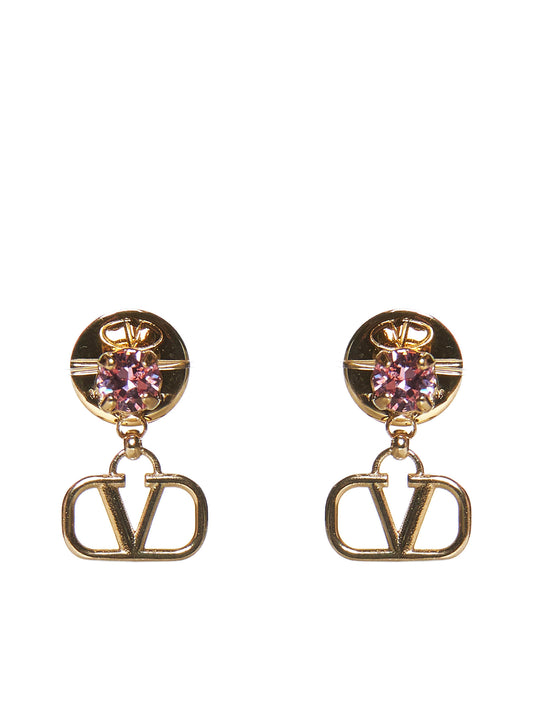 Orecchini dorati VLogo Signature con Swarovski rosa