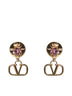 Gold-Tone VLogo Signature Earrings with Pink Swarovski Crystals