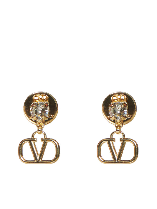 Gold-Tone VLogo Signature Earrings with Silver Swarovski Crystals