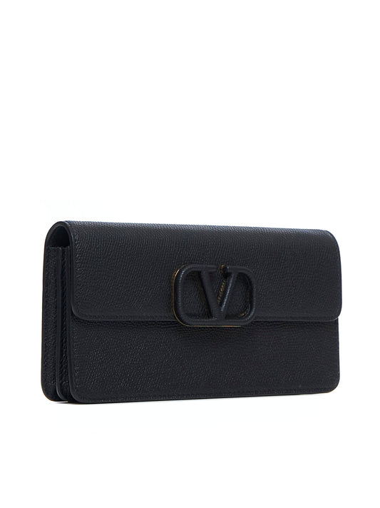 VLogo Signature leather wallet on chain