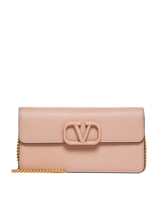 VLogo Signature leather wallet on chain