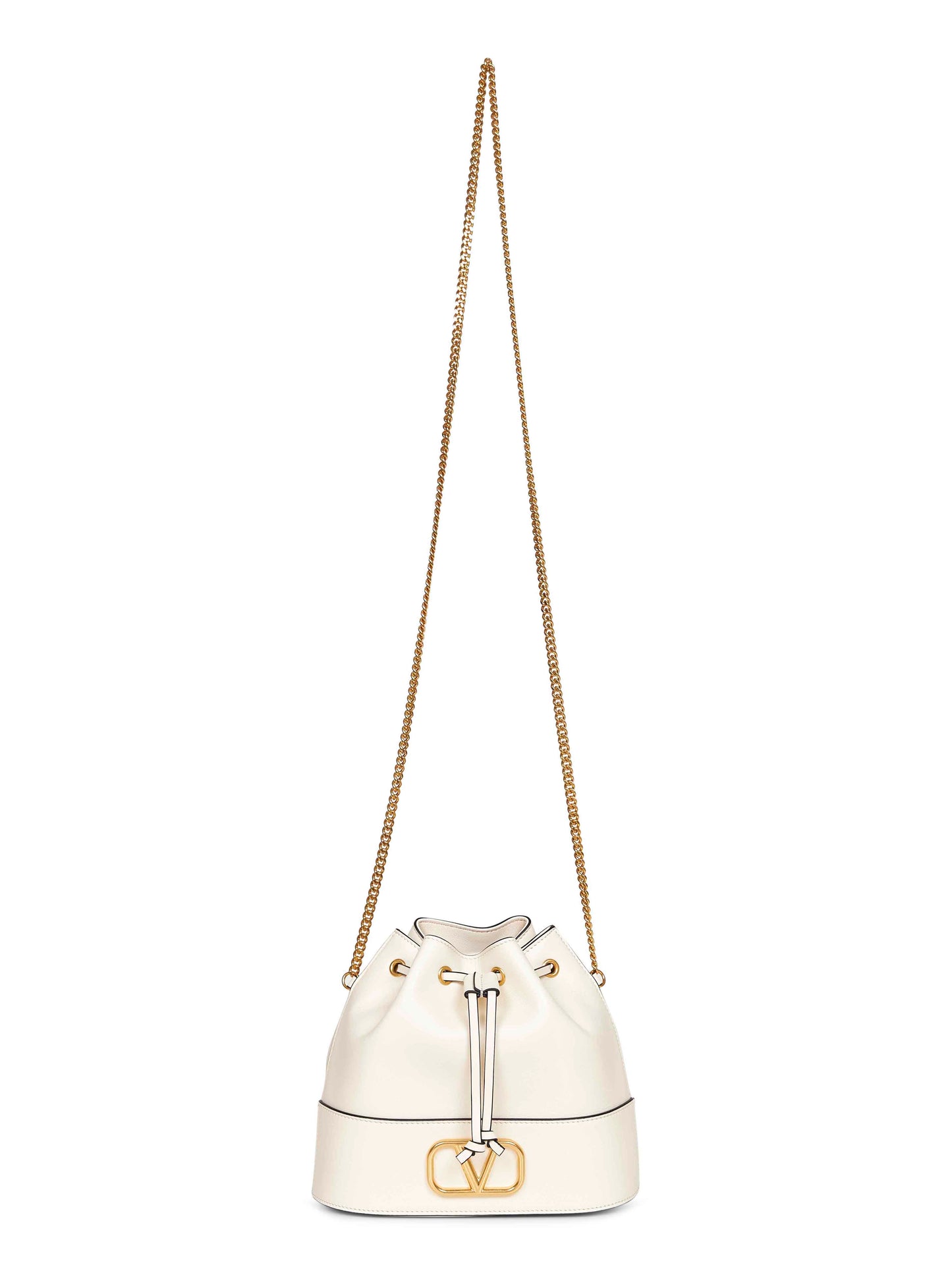 Light ivory VLogo Signature mini bucket bag