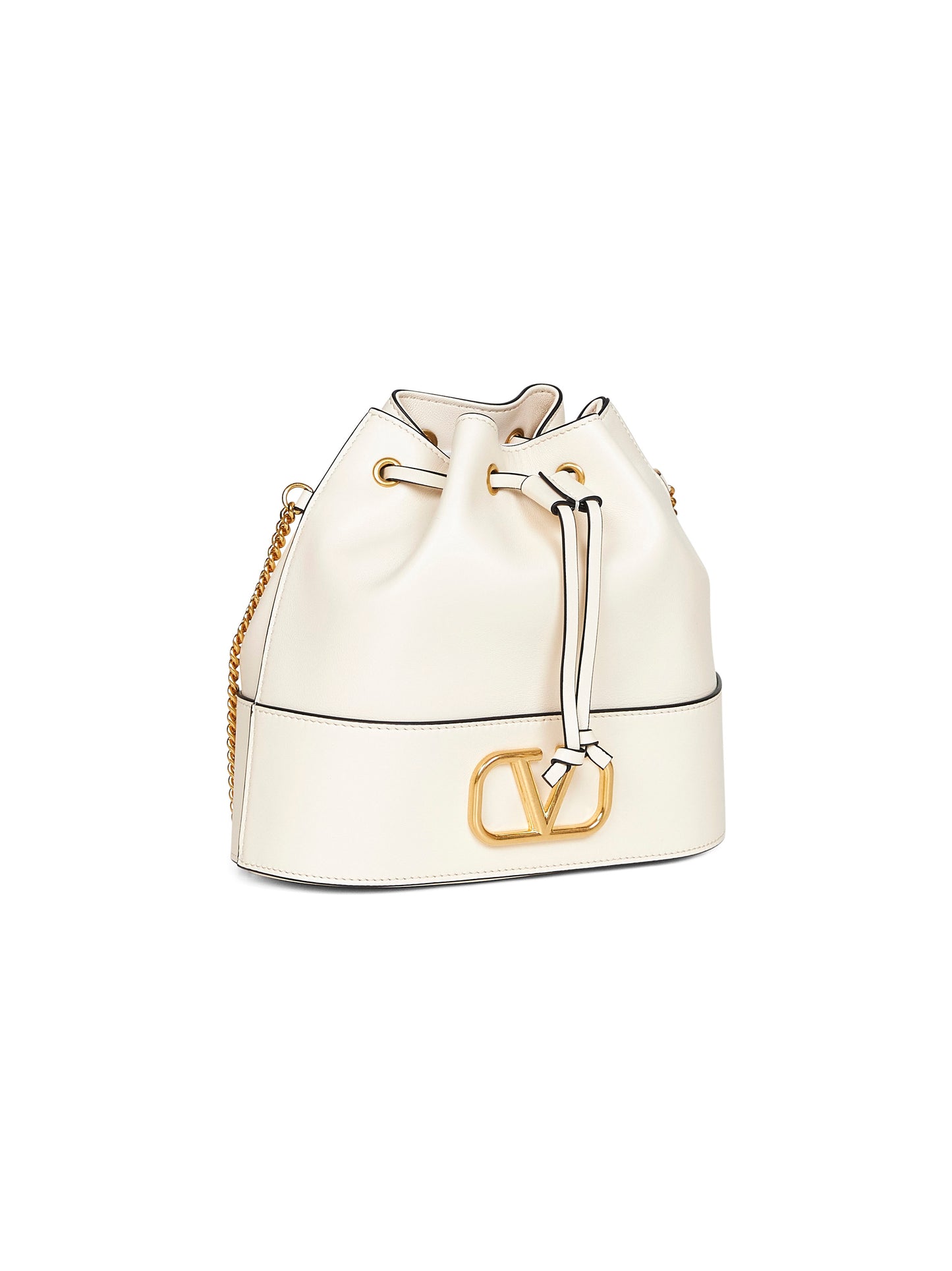 Light ivory VLogo Signature mini bucket bag