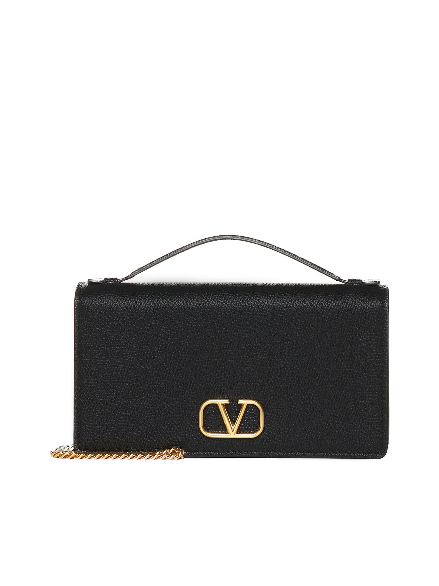 Valentino Garavani<BR/>Portafoglio nero in pelle con tracolla<BR/>