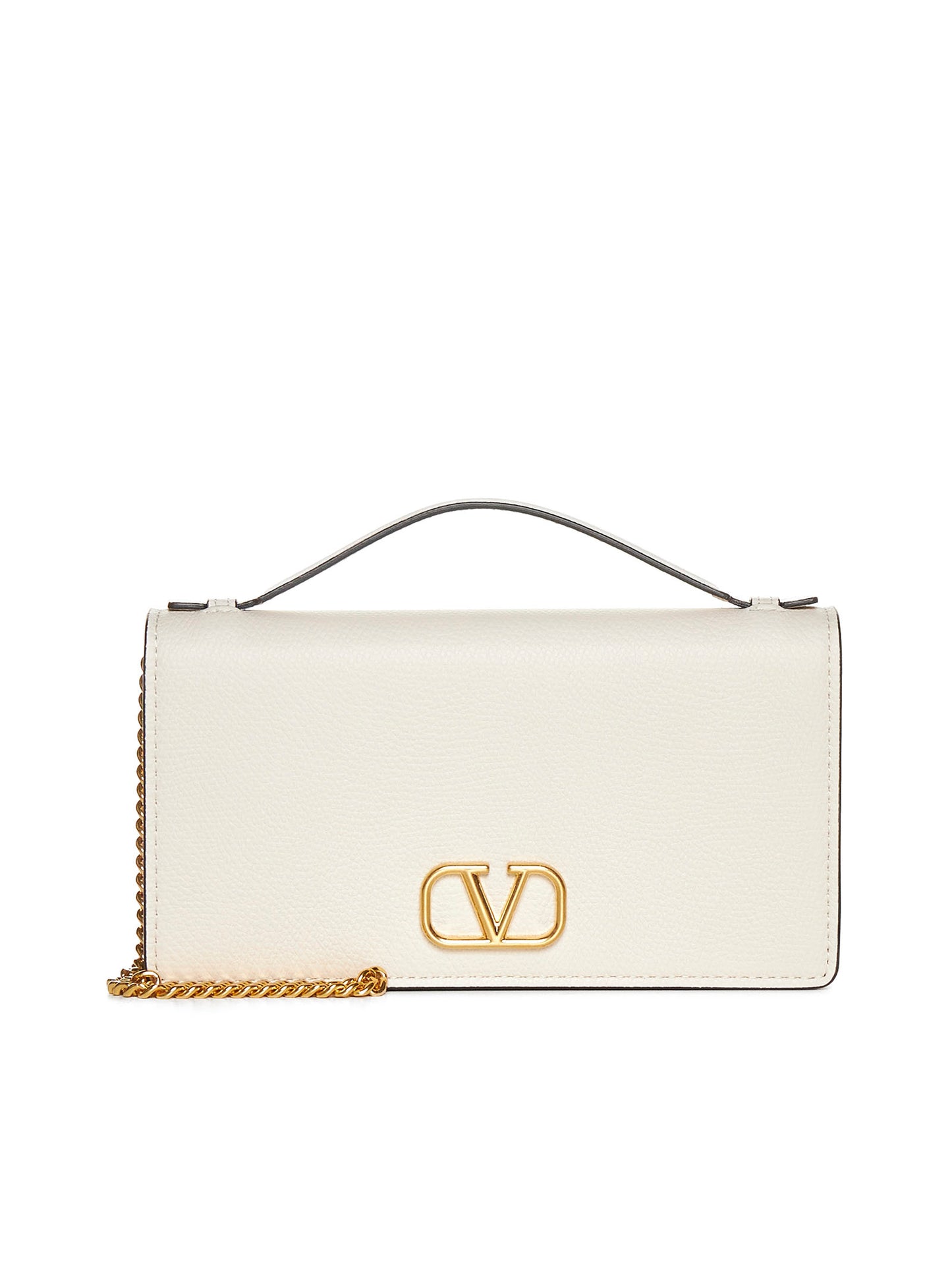 Valentino Garavani<BR/>Portafoglio bianco in pelle con tracolla<BR/>