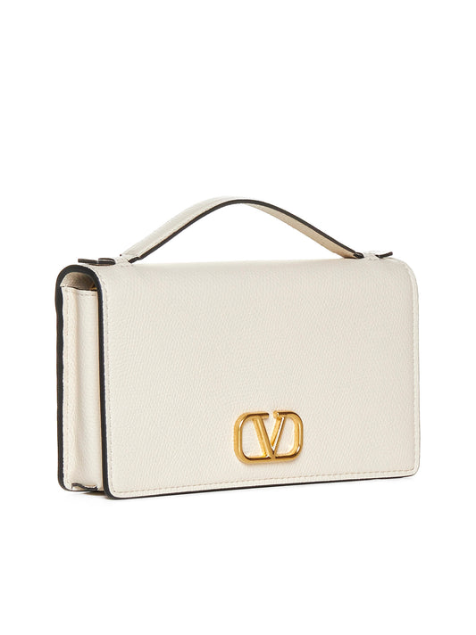 Valentino Garavani<BR/>White leather wallet with shoulder strap<BR/>